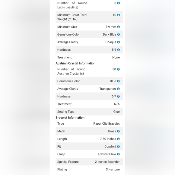 SET Lapis Lazuli & Blue Austrian Crystal Paper Clip Bracelet & Drop Earrings 💙 - Picture 8 of 16